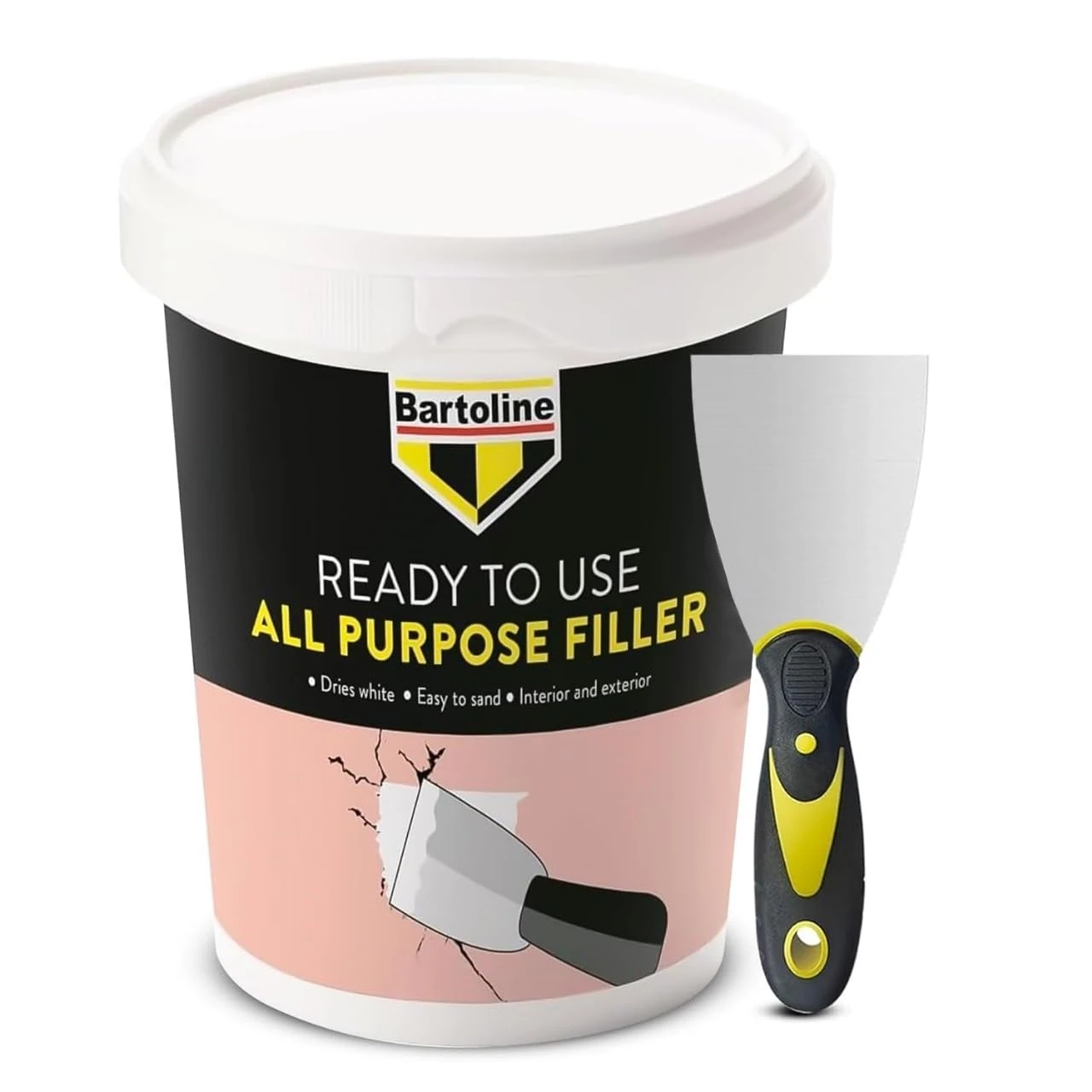 Wall Filler – All-Purpose 600g Ready Mixed Crack & Hole Repair Paste for Plaster, Wood & Plasterboard | Smooth White Finish, Interior & Exterior, Includes 3” Flexible Tool – Bartoline