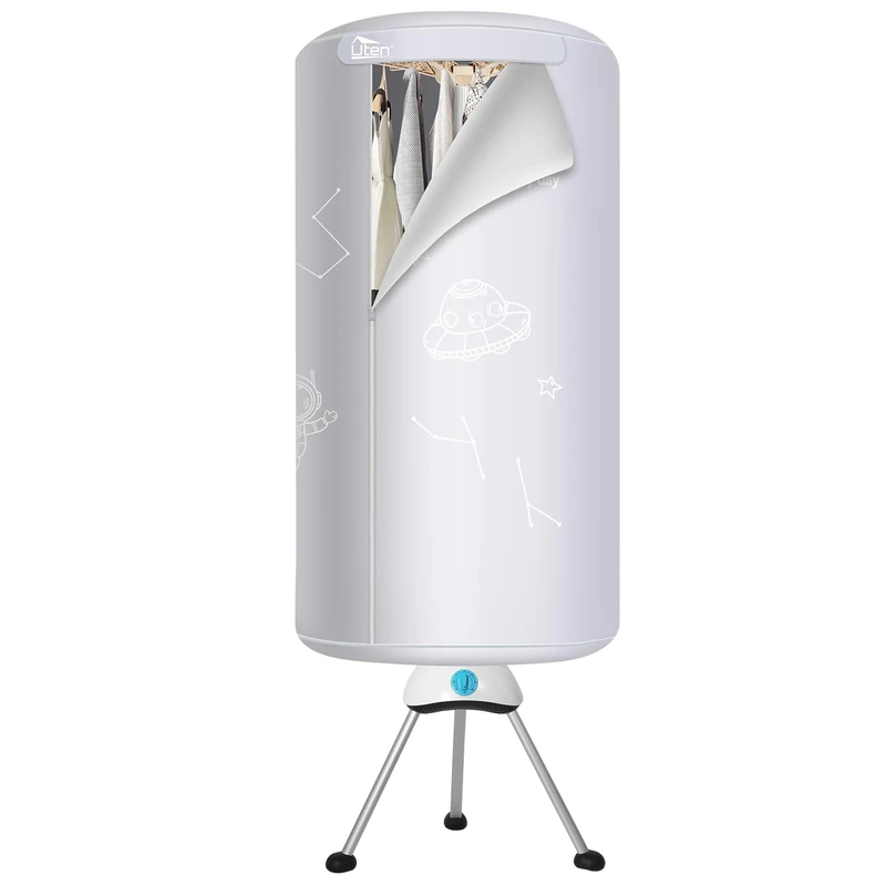 Uten Electric Clothes Dryer, Portable Clothes Dryer Indoor, 1000W 2-Tier Detachable Heated Electric Clothes Drying Rack with Time Setting for Home Apartment Laundry