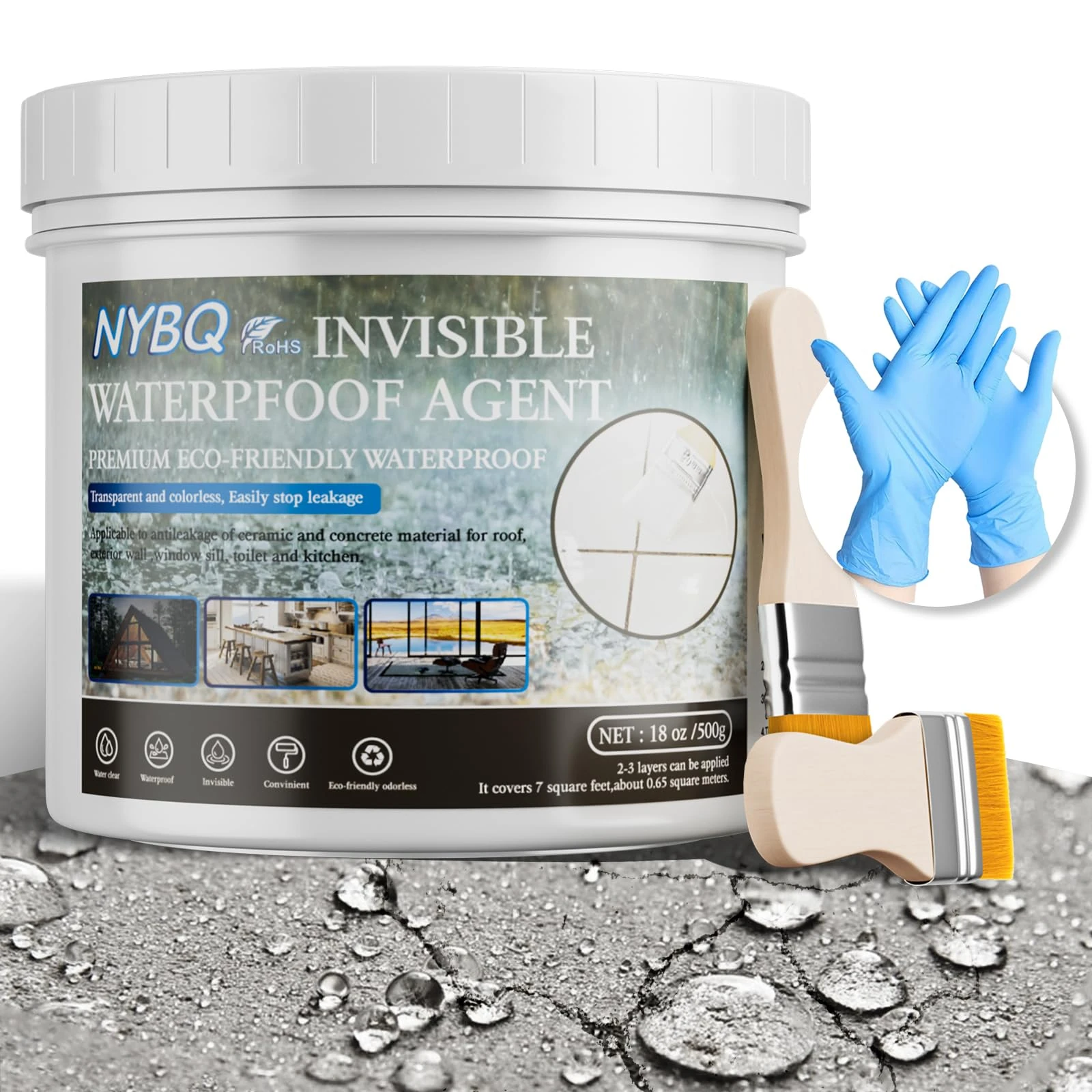 Transparent Waterproof Sealant 500g,Invisible Waterproof Anti-Leaking Sealant Agent,Super Strong Anti-Leakage Polyurethane Coating For Bathroom,Roofs,Kitchen,Patio,Walls,Outdoor