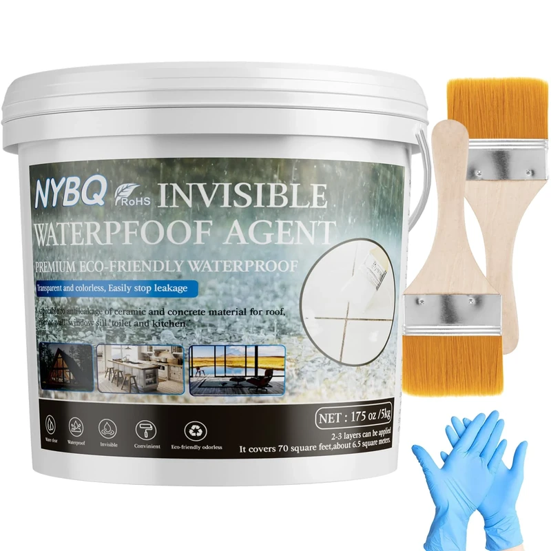 Invisible Waterproof Agent,Liquid Waterproof Sealant,Transparent Insulation Sealant Glue,Indoor & Outdoor Coating (5kg,Clear)