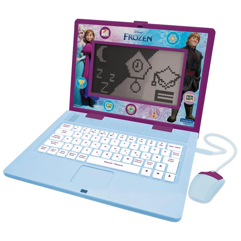 LEXIBOOK, Frozen, Bilingual and Educational Laptop SPANISH/ENGLISH, Toy for Children, 170 Activities to Learn, Play Games and Music, Large Screen, Purple/Blue, JC599FZi2