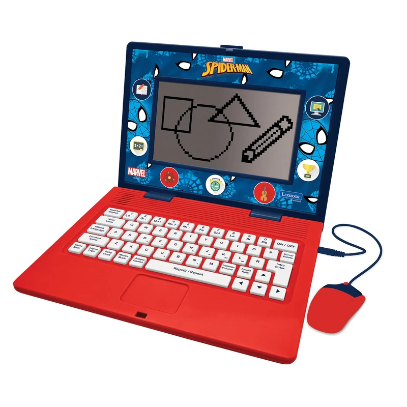LEXIBOOK, Spider-Man, Bilingual and Educational Laptop SPANISH/ENGLISH, Toy for Children, 170 Activities to Learn, Play Games and Music, Large Screen, Blue/Red, JC599SPi2