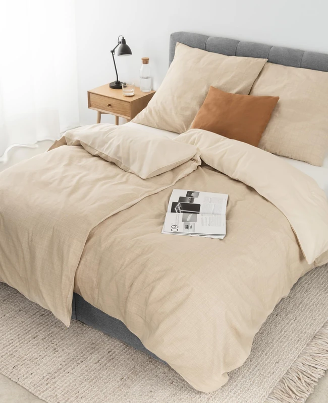 lionto dibea Renforcé Reversible Bed Linen Made of 100% Cotton, 155 x 220 cm, Pillowcase 80 x 80 cm, 4-Piece Bed Linen for All Seasons, Easy to Clean and Dimensionally Stable, Includes Oeko-Tex