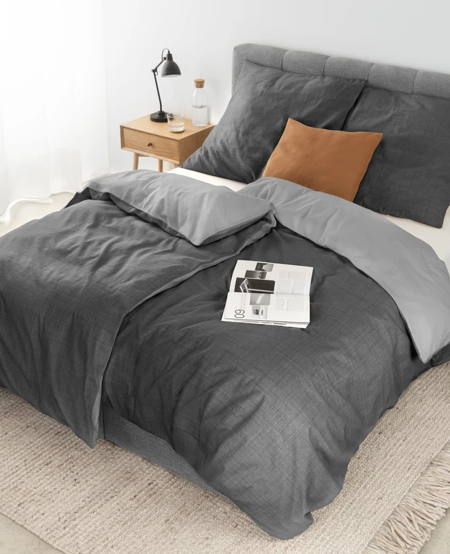 lionto dibea Renforcé Reversible Bed Linen Made of 100% Cotton, 155 x 220 cm, Pillowcase 80 x 80 cm, 4-Piece Bed Linen for All Seasons, Easy to Clean and Dimensionally Stable, Includes Oeko-Tex