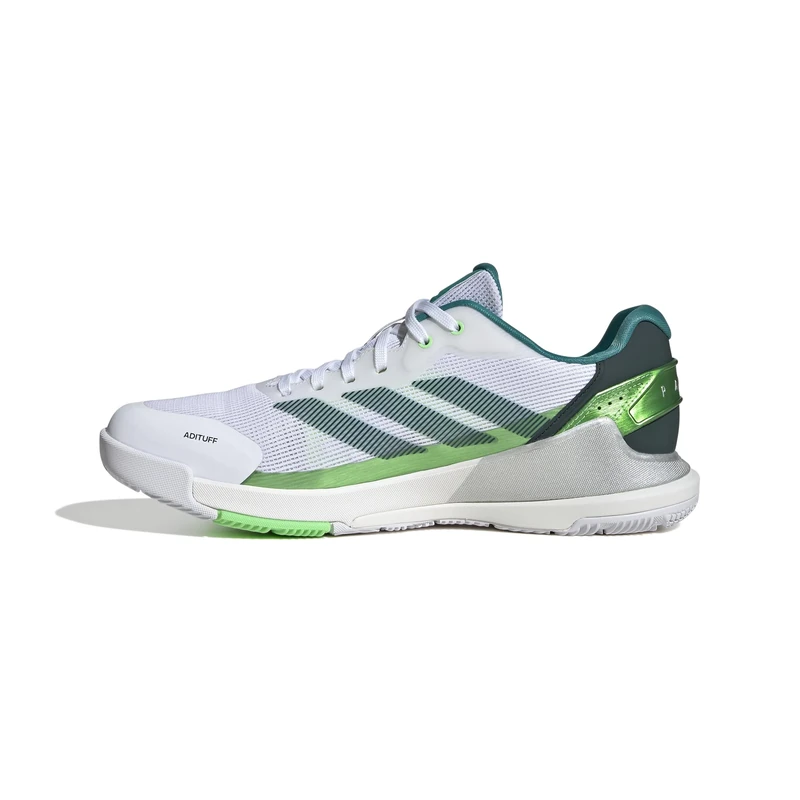 adidas Men's Crazyquick Lightstrike Padel Shoes, Cloud White/Aurora Ivy/Lime Burst, 7.5 UK