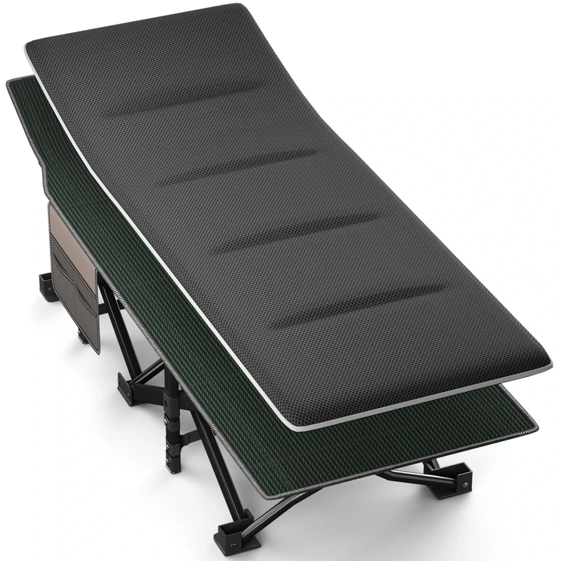 OVERMONT Oversized Folding Camping Beds with Cushion - Extra Wide Portable Folding Cot for Adults with Carry Bag for Outdoor Travel Home Office Nap, Supports 550 lbs