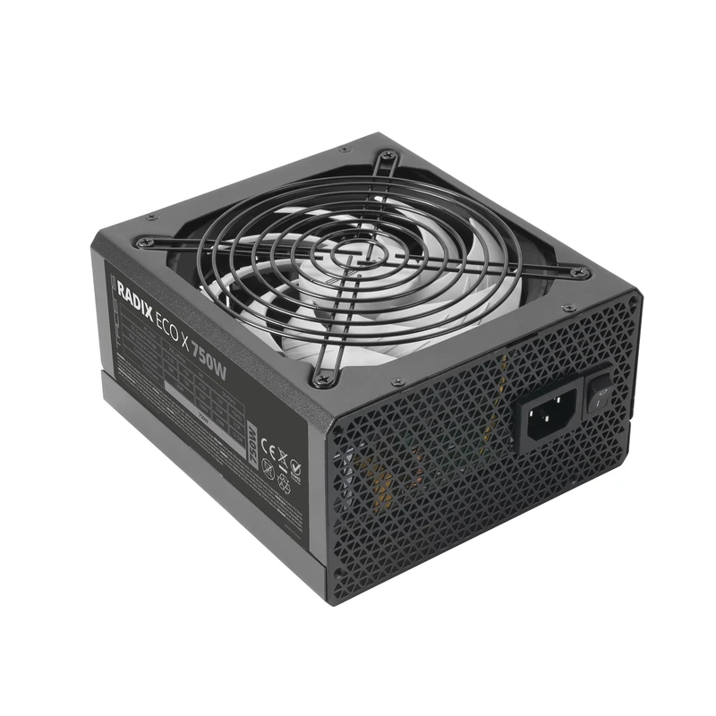 Tacens RADIX ECO X 750, PC ATX Power Supply, 750W, 6-Year Warranty, 87% Efficiency, SMD and DC-DC Technologies, Ultra-Quiet AI-RPM 140mm FDB Fan, Extra-Long Flat Cables, Black