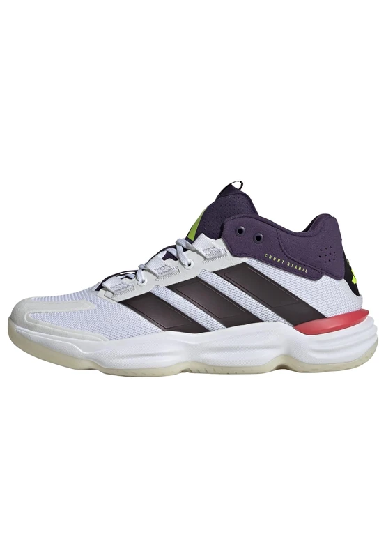 adidas Men's Courtstabil Indoor Performance Shoes, Cloud White/Aurora Met. / Aurora Plum, 13.5 UK