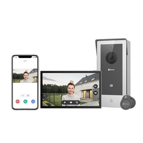 EZVIZ WiFi Video Door Phone Intercom System 1080P, 7'' Color Touch Monitor, Video Doorbell 2 Wire Peephole, Remote Unlock, Two-Way Audio, Night Vision, Slim Design, CP5