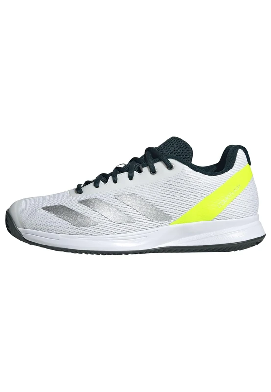 adidas Courtflash Speed 2 Mens Tennis Shoes, Cloud White/Silver Metallic/Lucid Lemon, 8 UK