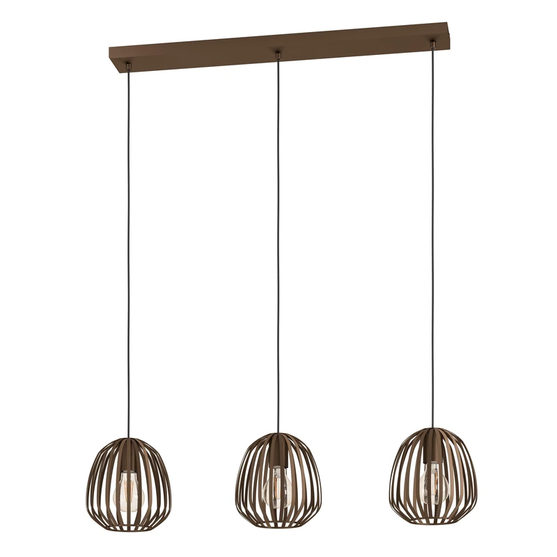 Eglo Pendant Lamp Espinal, 3-Light Dining Pendant, Hanging Ceiling Light Industrial Vintage, Metal Black and Bronze, E27 Socket, L 90 cm
