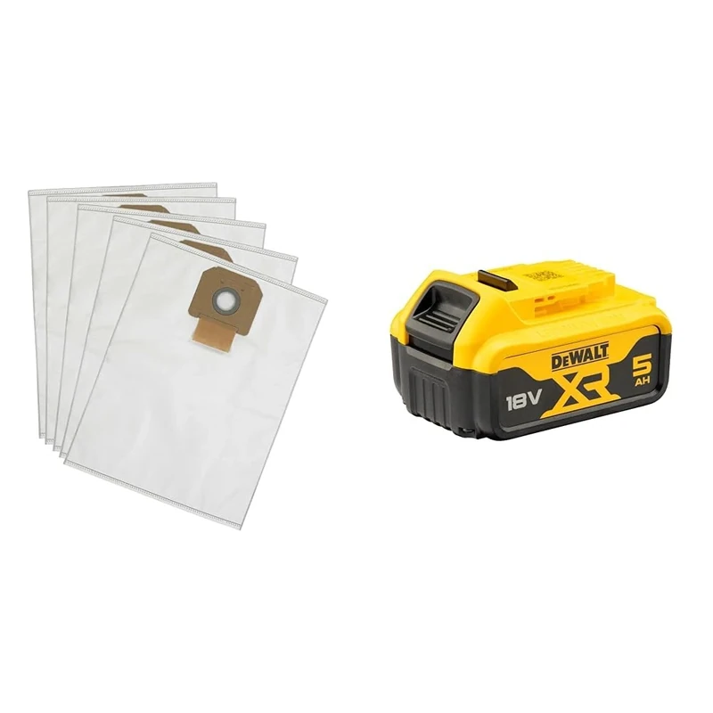 Dewalt DWV9402-XJ Fleece Dust Bag (Pack 5) + DEWALT Battery
