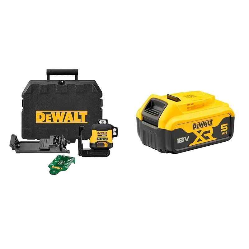 DEWALT DCLE34031N-XJ 18v Compact 3x360 Green Laser - Bare Unit + DEWALT Battery
