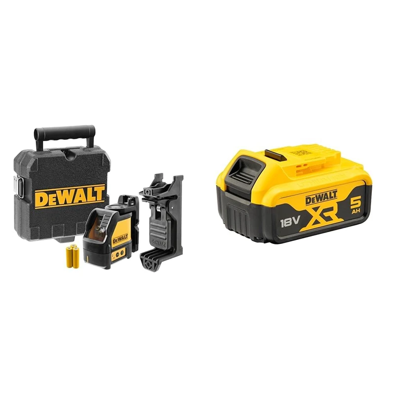 DEWALT DW088K-XJ Self Levelling Cross Line Red Laser + DEWALT Battery