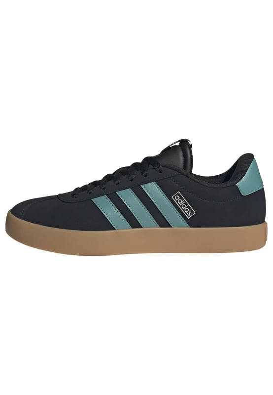adidas Men's VL Court 3.0 Shoes, Core Black/Powder Teal/Silver Metallic, 4 UK