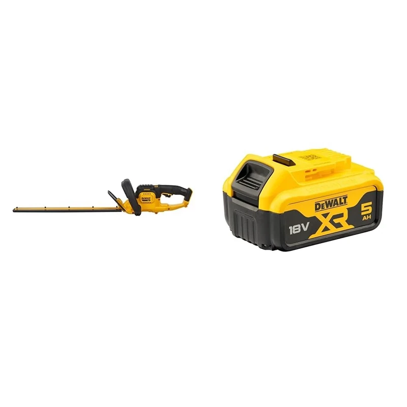 DEWALT DCM563PB-XJ 18 V 5 A XR Cordless Bare Unit Hedge Trimmer - Yellow + DEWALT Battery
