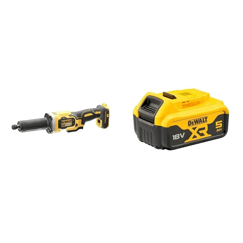 DEWALT DCG426N-XJ DCG426N-XJ-Amoladora recta escobillas XR 18V sin cargador/batería, 18 V, Yellow/Black, 125mm + DEWALT Battery