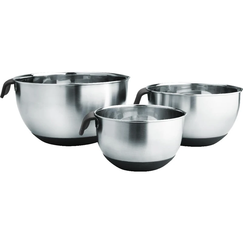 NERTHUS FIH 1380 Set of 3 Mixing Bowls – 1L, 2.5L and 4.5L Capacities, Ideal for Kitchen and Pastry Preparations