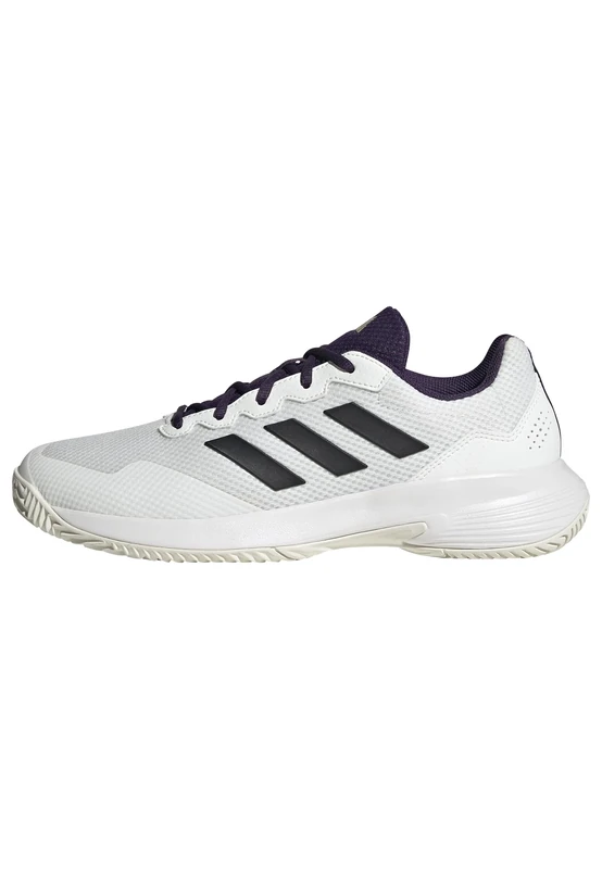 adidas Men's Gamecourt 2.0 Tennis Shoes, core White/core Black/Aurora Plum, 10.5 UK