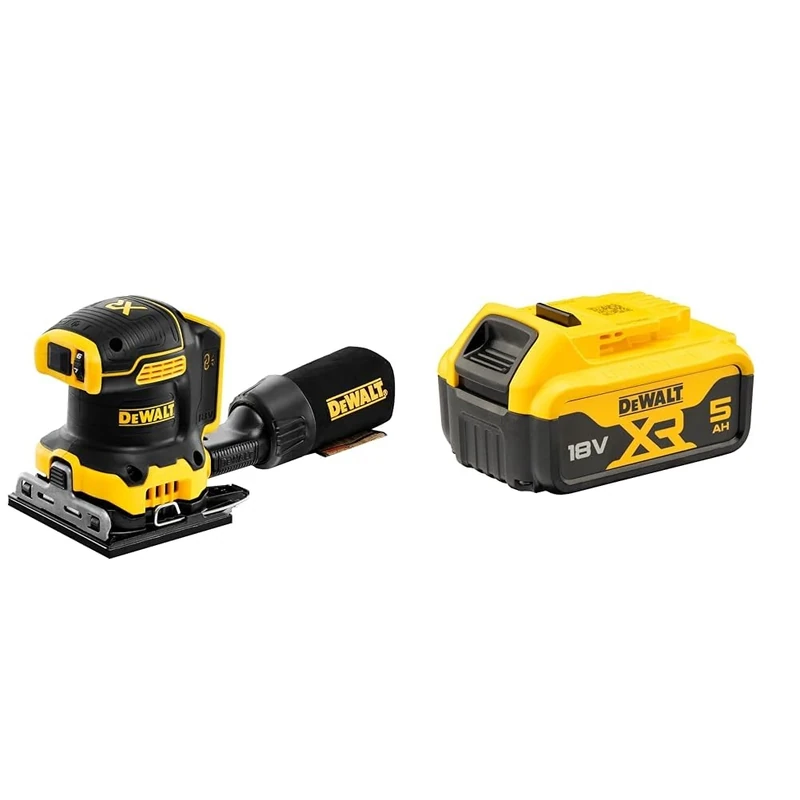 DEWALT DCW200N-XJ 18V XR Brushless 1/4 Sheet Palm Sander (Bare Unit) + DEWALT Battery