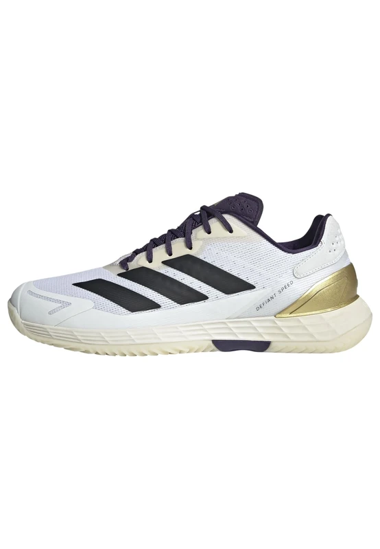 adidas Men's Defiant Speed 2 Tennis Shoes, FTWR White/core Black/Aurora Plum, 7.5 UK