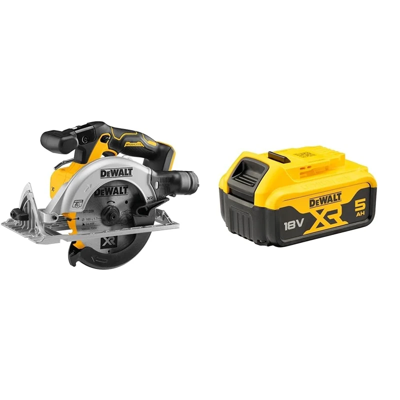 DEWALT DCS565N-XJ 18V XR 165mm Circular Saw, Bare Unit + DEWALT Battery