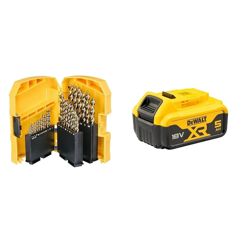 DEWALT DT7926-XJ DT7926-XJ-Tough Case Grande con 29 brocas para Metal Extreme 2, Multi-Colour + DEWALT Battery