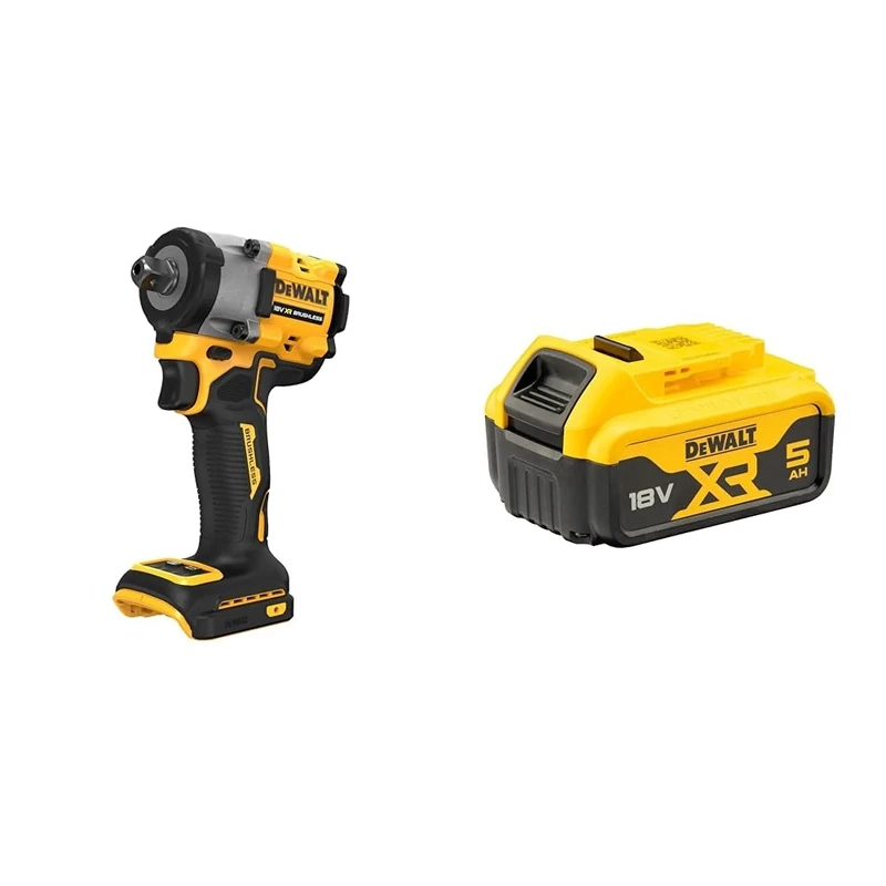 DEWALT DCF922N-XJ 18V XR Brushless Compact 1/2 Inch Detent Pin Anvil Impact Wrench - Bare Unit + DEWALT Battery