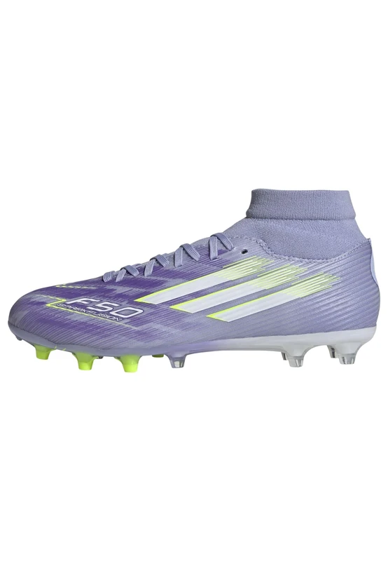 adidas Women's F50 SPARKFUSION League W Mid Firm Ground/Artificial Ground Football Boots, Violet Tone/Lucid Lemon/Purple Rush, 9.5 UK