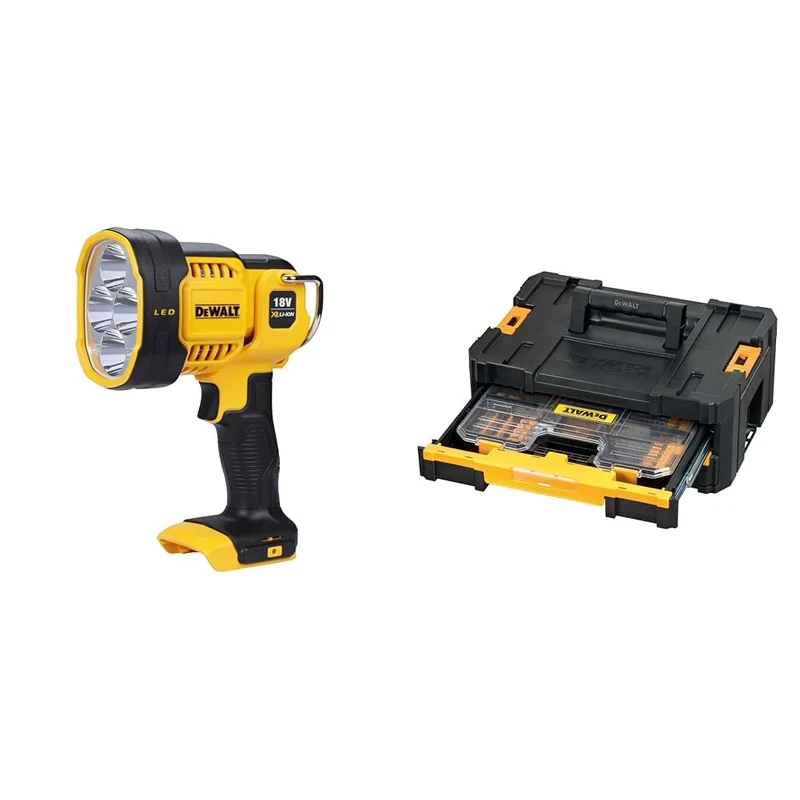 Dewalt DCL043-XJ XR Cordless LED Spotlight, 18V, 30cm x 20cm x 20cm, Black/Yellow + Suitable Power Tool Accessory