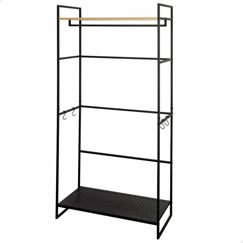AKTIVE Max Home Open Wardrobe, 83 x 39 x 167 cm, With Clothes Rack, Shelf, Shoe Rack and Removable Side Hooks, Steel and Wood, Max. 24 kg, Dressing Room, Bedroom Wardrobes, Clothes Organizer (18438)