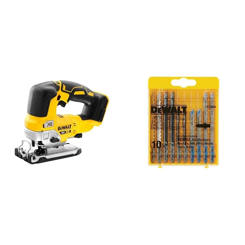 DEWALT DCS334N-XJ Cordless Jigsaw - XR 18V Brushless Yellow - Bare Unit + Suitable Power Tool Accessory