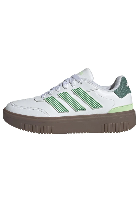 adidas Women's COURTBLOCK Shoes - FTWR White/Green - 7.5 UK