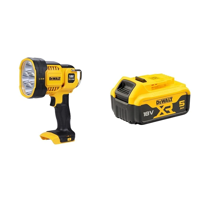 Dewalt DCL043-XJ XR Cordless LED Spotlight, 18V, 30cm x 20cm x 20cm, Black/Yellow Battery