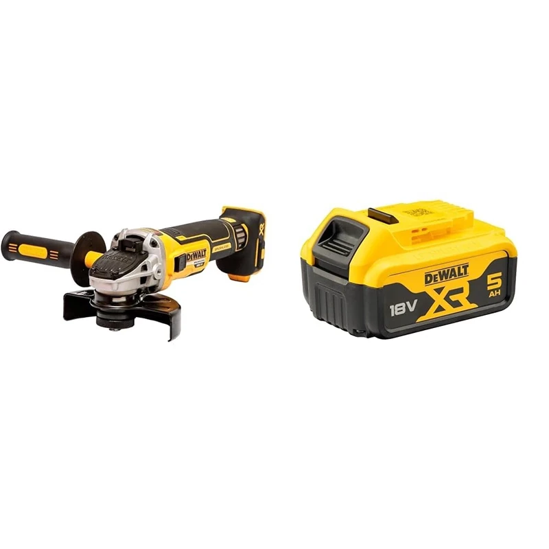 DEWALT DCG405N-XJ 18V XR Brushless 125mm Angle Grinder, Multi-Colour + DEWALT Battery