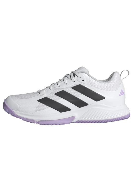 adidas Women's Court Team Bounce 2.0 Shoes, Cloud White/Core Black/Powder Plum, 8 UK