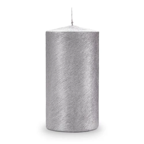 Metallic Scratched Candle Diameter 8 cm Height 15 cm - Gold