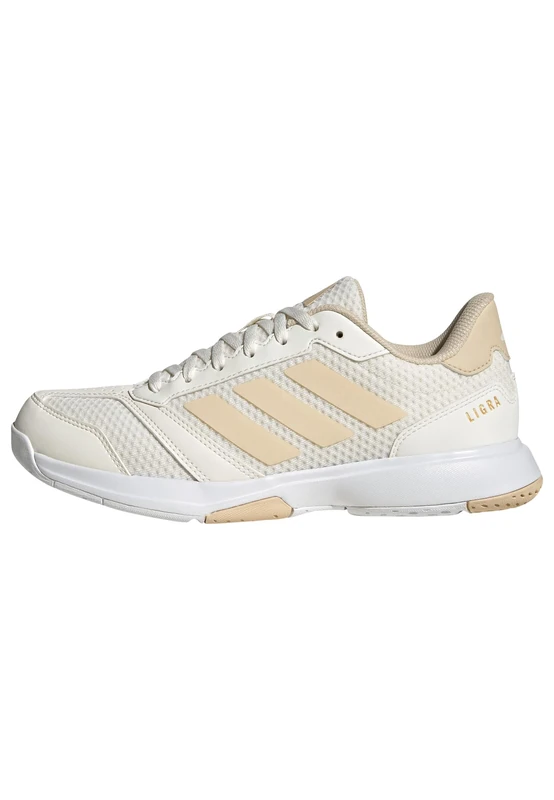 adidas Ligra 8 Womens Indoor Shoes Sports, White/Crystal Sand/Cloud White, 5 UK