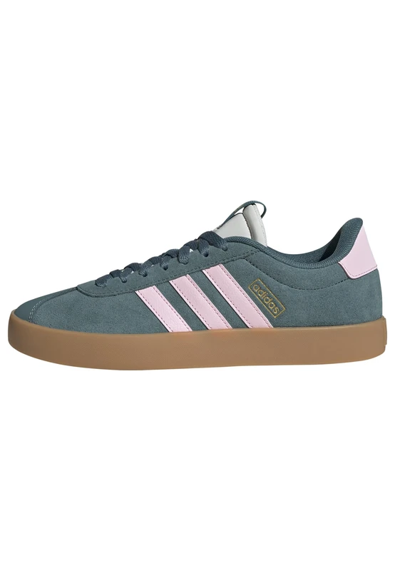 adidas Women's VL Court 3.0 Shoes, Preloved Teal/Clear Pink/Gold Metallic, 9 UK