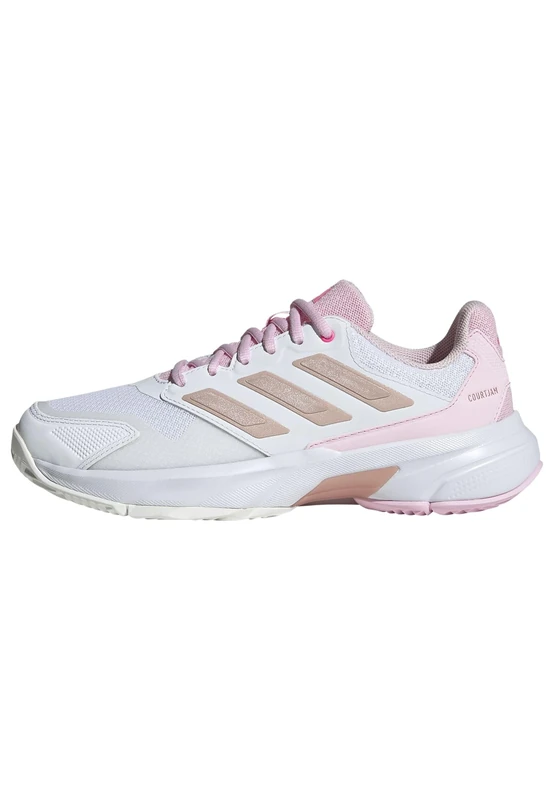 adidas Women's Courtjam Control 3 Tennis Shoes, Cloud White/Silver Metallic/Lucid Pink, 7 UK