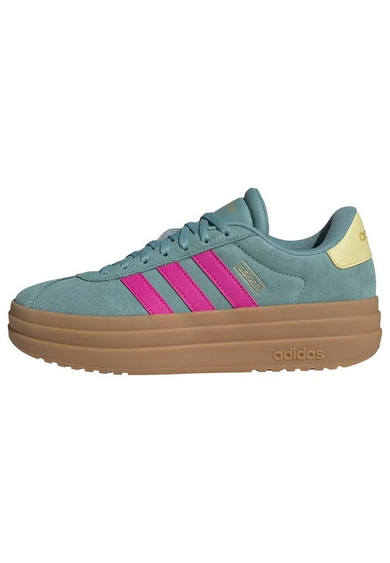 adidas Women's VL Court Bold Shoes, Powder Teal/Shock Pink/Powder Yellow, 6.5 UK