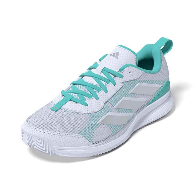 adidas Women's Avaflash Low Tennis Shoes, Cloud White/Silver Metallic/Flash Aqua, 6 UK