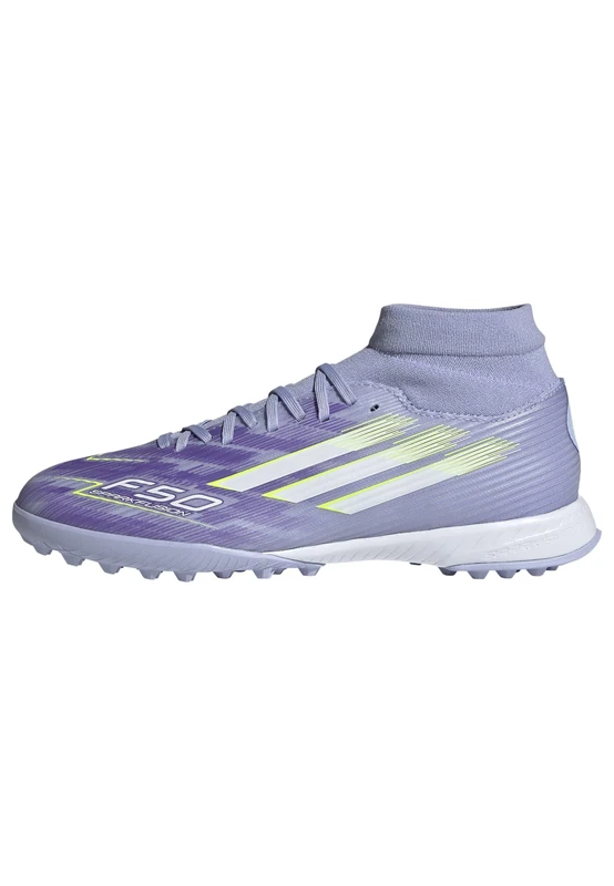 adidas Women's F50 SPARKFUSION League W Mid Turf Football Boots, Violet Tone/Lucid Lemon/Purple Rush, 8 UK