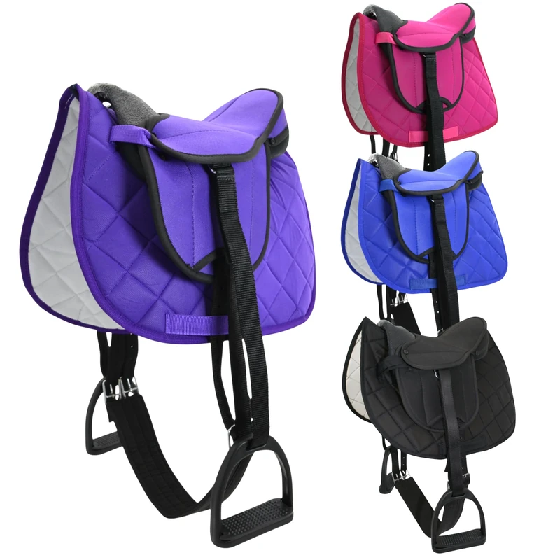 PFIFF 103120 Pro Saddle Set for Play or Wooden Horses, Complete Set for Children, Children's Saddle, Play Saddle, Set in One Size, Purple