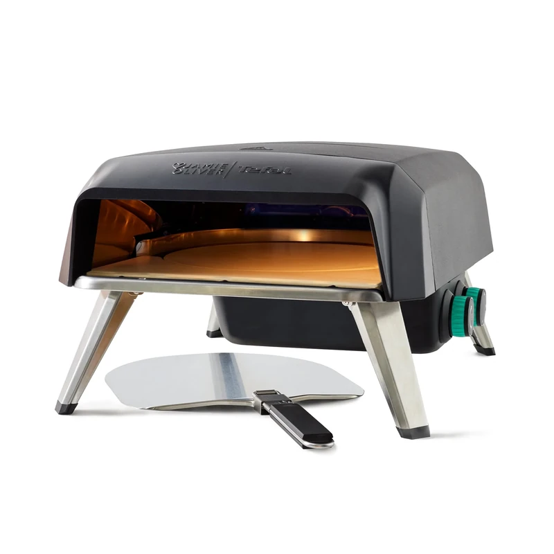 Jamie Oliver by Tefal Outdoor Gas Pizza Oven, Rotating Stone for Homemade Pizza, Pizza Parties, includes Pizza Peel, Gas Hose and Regulator, portable, foldable legs, black JM4168G0