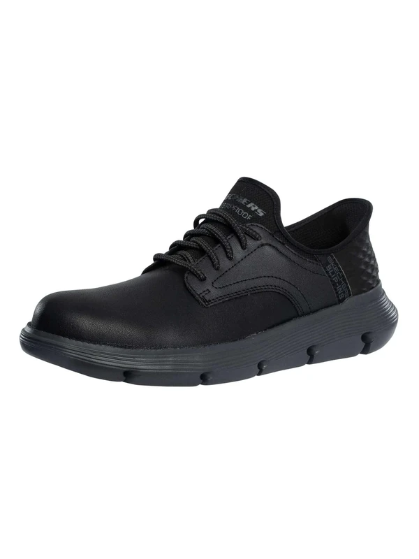 Skechers Men's Garza Carlyn Slip-On Sneakers, Black Leather, 7.5 UK