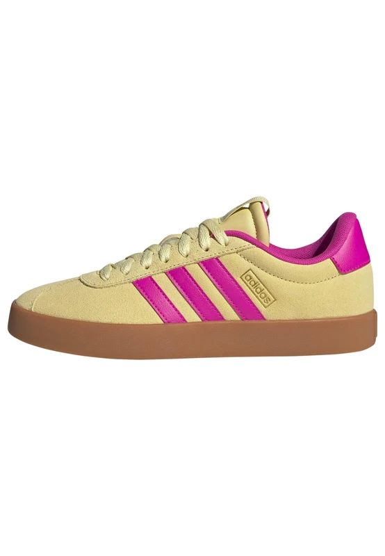 adidas Women's VL Court 3.0 Shoes, Powder Yellow/Shock Pink/Gold met., 8.5 UK