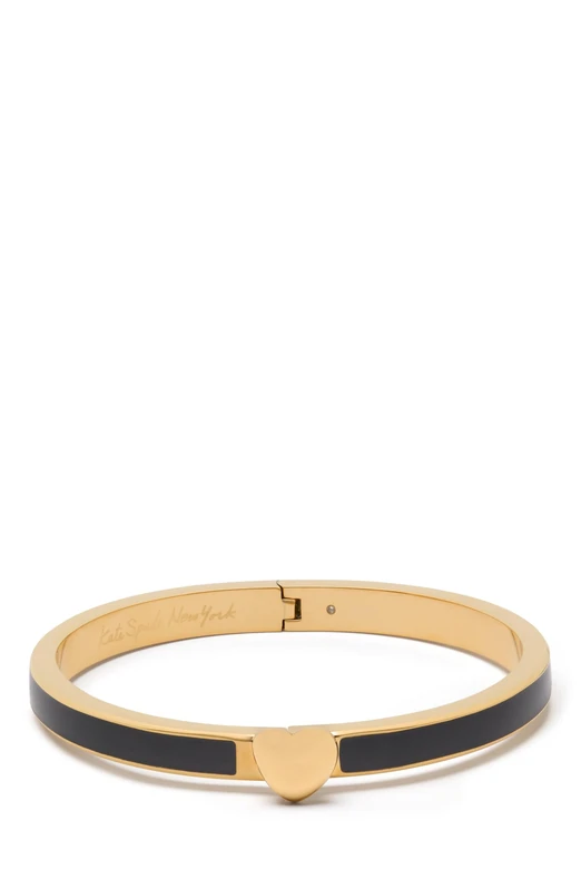 Kate Spade New York Heart You enamel hinged bangle, Black/Gold