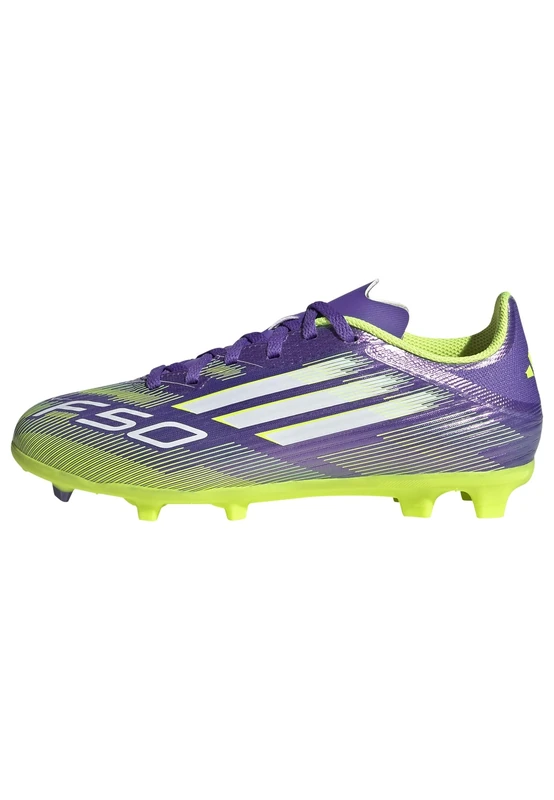 adidas Unisex Kids F50 League Firm Ground/Multi Ground Football Boots Kids, Purple Rush/Cloud White/Lucid Lemon, 5 UK