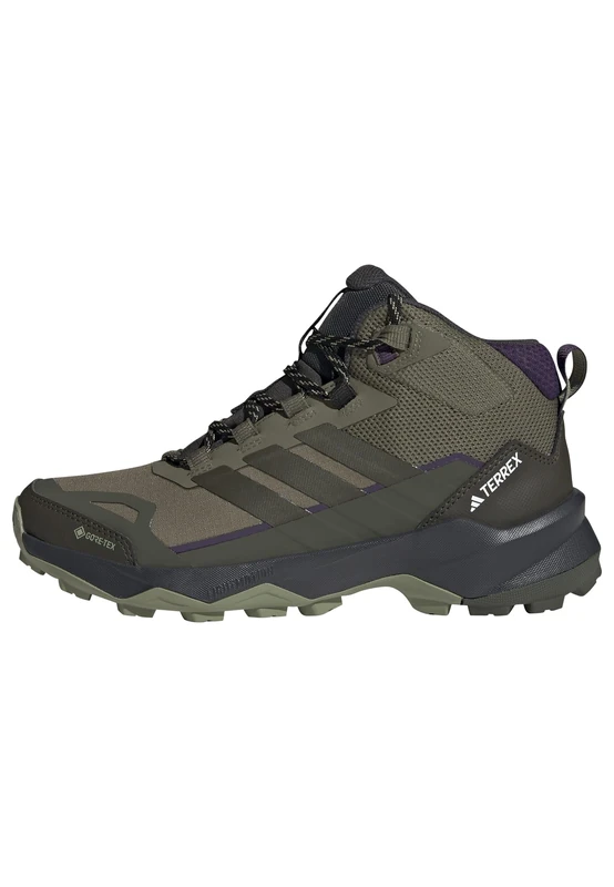 adidas Women's Terrex Skychaser AX5 Mid Gore-TEX Hiking Shoes, Olive strata/Night Cargo/Aurora Plum, 4.5 UK
